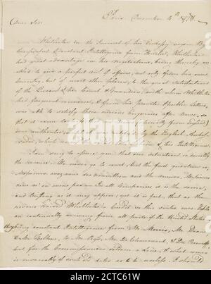 Lettre d'Arthur Lee à James Lovell, texte, correspondance, 1778 Banque D'Images