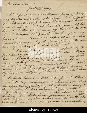 Lettre d'Arthur Lee, texte, correspondance, 1773, Lee, Arthur, 1740-1792 Banque D'Images