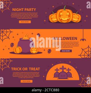 Affiche pour Halloween avec les petites lampes de citrouille souriantes. Illustration de Vecteur