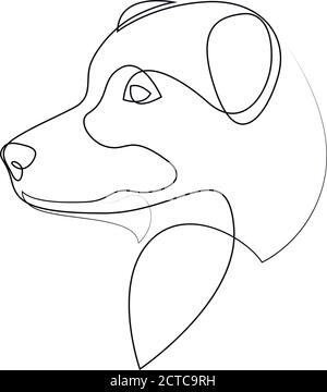 Portrait de chien vecteur Berger australien. Ligne continue. Dessin de la ligne de chien Illustration de Vecteur