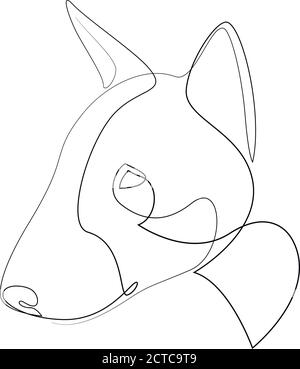 Portrait de chien vecteur Bull Terrier. Ligne continue. Dessin de la ligne de chien Illustration de Vecteur