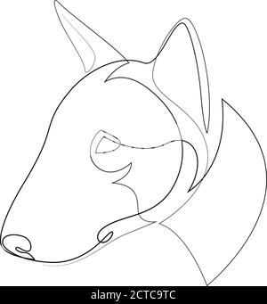 Portrait de chien vecteur Bull Terrier. Ligne continue. Dessin de la ligne de chien Illustration de Vecteur