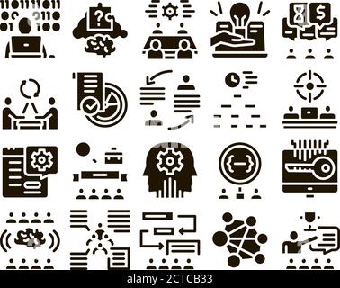 Hackathon Development Glyph Set Vector Illustration de Vecteur