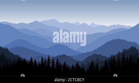 vector matin dans les montagnes Illustration de Vecteur