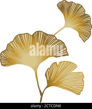 Papier peint noir, jaune-or vectoriel sans couture élégant avec feuilles. Illustration abstraite scintillante avec feuilles de ginkgo biloba. Design textile, fabr Illustration de Vecteur