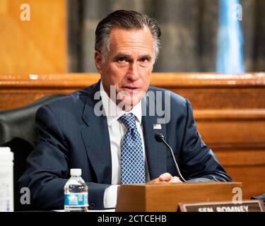 Washington, DC, États-Unis. 22 septembre 2020. Le sénateur américain MITT ROMNEY (R-UT) lors d'une réunion d'affaires du Sénat sur la sécurité intérieure et les affaires gouvernementales. Crédit : Michael Brochstein/ZUMA Wire/Alay Live News Banque D'Images