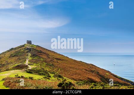 La chapelle en ruines de Rame Head sur la péninsule de Rame, Cornouailles, Angleterre Banque D'Images