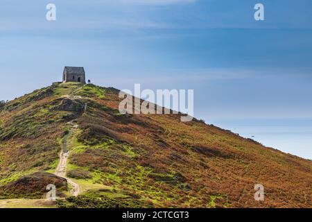 La chapelle en ruines de Rame Head sur la péninsule de Rame, Cornouailles, Angleterre Banque D'Images