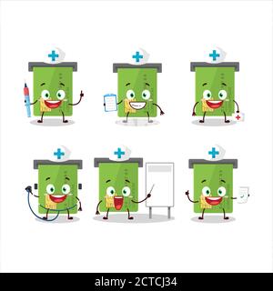 Émoticône de profession de médecin avec caractère de dessin animé de fente de carte atm Illustration de Vecteur