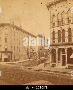 Wilson et Harry's Corner et les environs., 1870, quartiers d'affaires, bâtiments, chemins de fer de rue, Michigan Banque D'Images