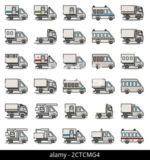 Transport 4 icônes vecteur dans le nombre de 30 pièces Illustration de Vecteur