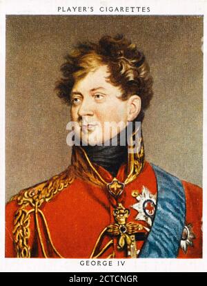 LE ROI GEORGE IV (1762-1830) sur une carte à cigarettes des années 1930 Banque D'Images