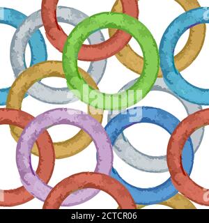 Motif abstrait sans couture avec anneaux colorés en aquarelle croisée Illustration de Vecteur