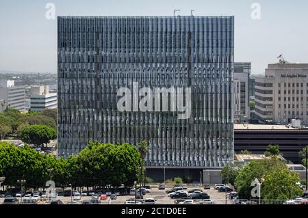 Vue extérieure du nouveau palais de justice des États-Unis, Los Angeles, Californie, États-Unis. Banque D'Images