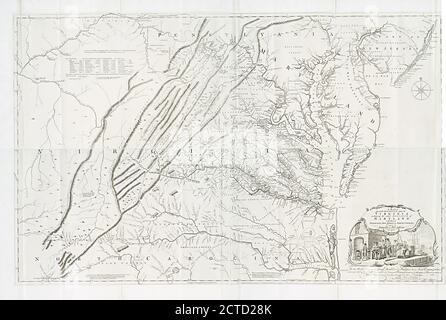 Une carte de la partie la plus habitée de la Virginie contenant toute la province du Maryland : avec une partie de Pensilvania, New Jersey et Caroline du Nord, cartographie, cartes, 1755, Fry, Joshua (1700 (env.)-1754 ), Jefferys, Thomas (d. 1771), Jefferson, Peter (1708-1757 Banque D'Images