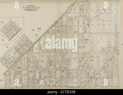 Plaque 20 : délimitée par l'avenue Saratoga, la rue Chaucey, l'avenue Stuyvesant, la rue Hart, la rue Lawton, la rue Van Buren et Broadway. (Comprend le plan secondaire de Bushwick Ave. - Lawton St. - Broadway - Myrtle St.), cartographie, cartes, 1886, Robinson, E. (Elisha), Pidgeon, R. H. (Roger H. Banque D'Images