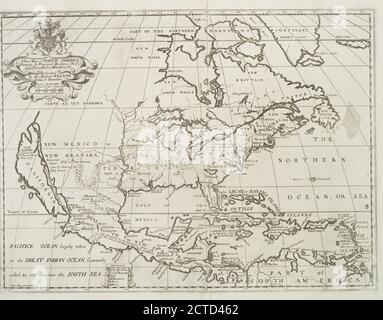 Une nouvelle carte de l'Amérique du Nord qui confond ses principales divisions, les principales villes, les villes, les rivières, les montagnes et c., image fixe, cartes, 1719, Université d'Oxford, Burghers, M., Wells, Edward (1667-1727 Banque D'Images