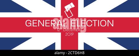 Élections au Royaume-Uni. Élection générale 12 décembre 2019. Drapeau britannique de l'Union Jack. Votez. Illustration de Vecteur