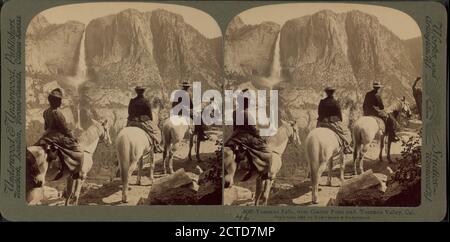 Yosemite Falls, du Glacier point Trail, Yosemite Valley, Californie, image fixe, stéréographes, 1893 - 1904 Banque D'Images