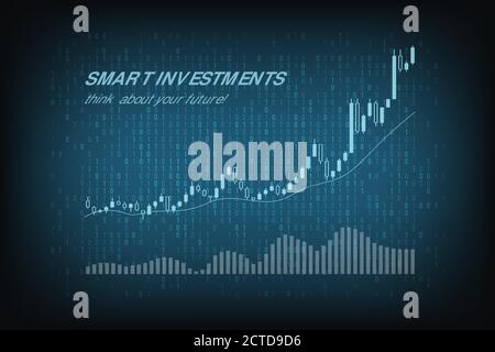 Concept de bannière Smart Investments, diagramme de chandelier de négociation Illustration de Vecteur