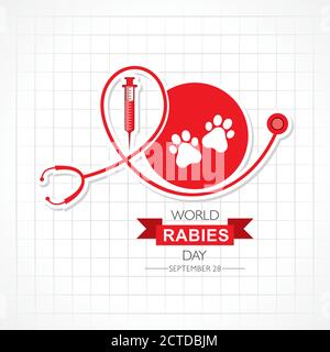 Illustration vectorielle du concept de la Journée mondiale de la rage observée en septembre 28e Illustration de Vecteur
