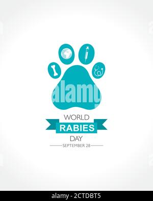 Illustration vectorielle du concept de la Journée mondiale de la rage observée en septembre 28e Illustration de Vecteur