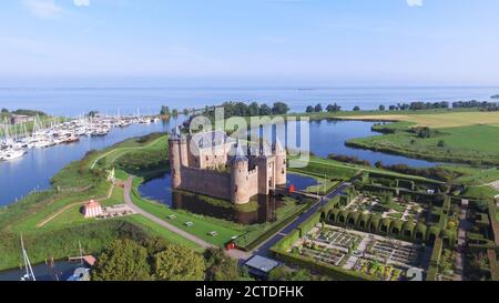 Vue aérienne du château de Muiderslot, pays-Bas Banque D'Images