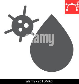 Icône du glyphe du virus du VIH, aides et coronavirus, graphiques vectoriels du signe covid-19, icône en forme de trait solide modifiable, eps 10. Illustration de Vecteur