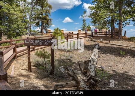 Panneau au Black Birch Canyon Overlook dans le parc national de Bryce Canyon, Utah Banque D'Images