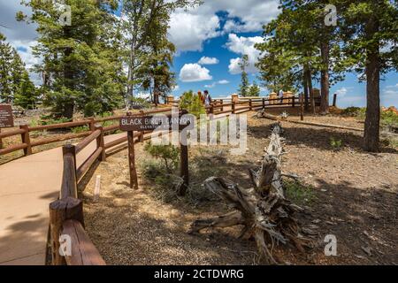 Panneau au Black Birch Canyon Overlook dans le parc national de Bryce Canyon, Utah Banque D'Images