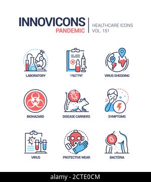 Pandémie - jeu d'icônes de style de conception de lignes vectorielles Illustration de Vecteur