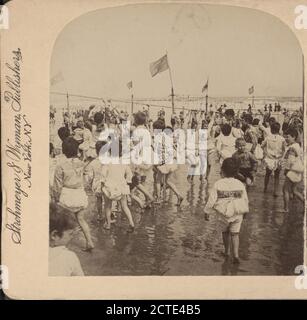 Jardin d'enfants sur la plage, Coney Island, États-Unis, 1865?-1919, New York (État), New York (N.Y.), Coney Island (New York, N.Y Banque D'Images