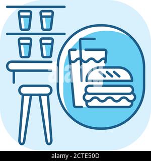 Icône de couleur RVB bleu du snack-bar Illustration de Vecteur