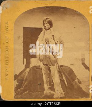 Shee-zah-Nan-tan, Jicarilla Apache brave en costume caractéristique, nord du Nouveau-Mexique., relevés géographiques à l’ouest du 100e méridien (États-Unis), O’Sullivan, Timothy H. (1840-1882), 1874, États-Unis Banque D'Images