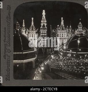 Génial Luna Park la nuit, Coney Island. New York, le grand centre de villégiature de loisirs., 1865?-1919, New York (État), New York (N.Y.), Coney Island (New York, N.Y Banque D'Images