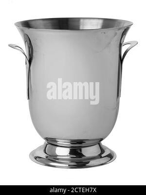 Seau à glace métallique vide isolé sur blanc Banque D'Images
