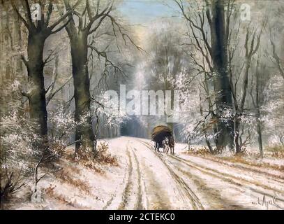 APOL Louis - chariot tiré à cheval en hiver - Néerlandais École - 19e siècle Banque D'Images