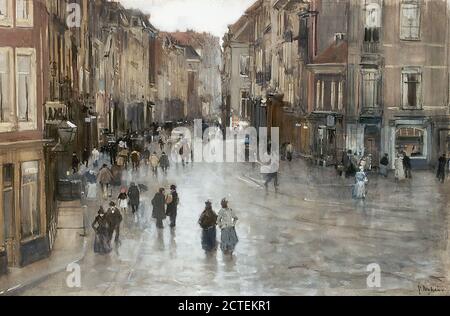 Arntzenius Floris - Gezicht Op de Wagenstraat à Den Haag Gezien vanaf de Wagenbrug - Ecole néerlandaise - 19e siècle Banque D'Images