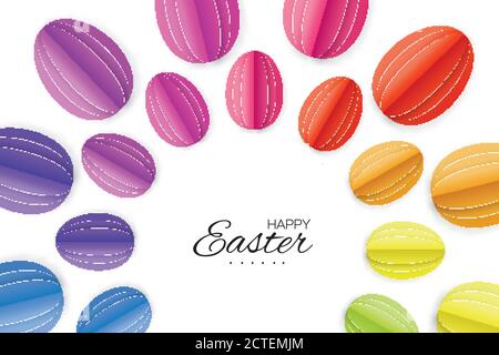 Carte de vœux de Pâques à l'origami. Œuf de Pâques en papier coloré. Arrière-plan blanc. Illustration vectorielle. Illustration de Vecteur