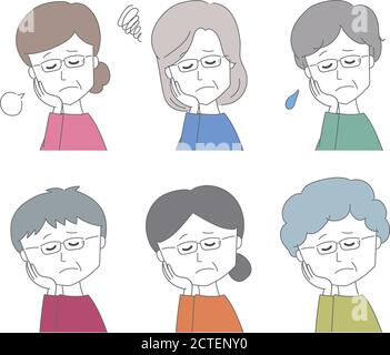 Les femmes d'âge moyen portent des lunettes en difficulté. Illustration vectorielle isolée sur fond blanc. Illustration de Vecteur