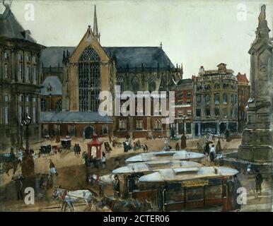 Breitner George Hendrik - Gezicht Op de Dam - Néerlandais École - 19e siècle Banque D'Images