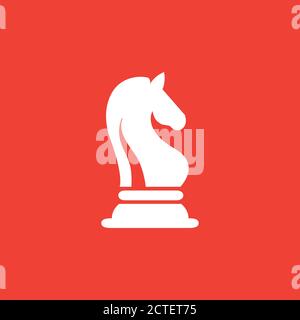 Icône Chess Knight sur fond rouge. Illustration du vecteur de style plat rouge. Illustration de Vecteur