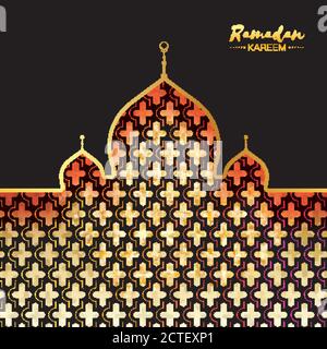 Kareem de Ramadan. Mosquée arabe, nuages et étoile dans le style coupé en papier. Motif arabe. Croissant de lune. Le mois Saint du musulman. Symbole de l'Islam. Accueil c Illustration de Vecteur