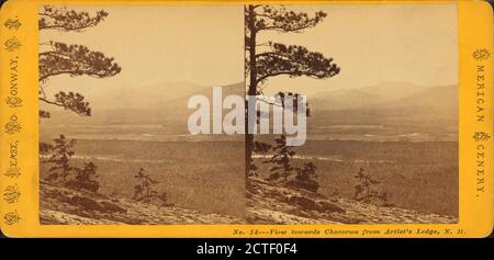 Vue vers Chocorua depuis Artist's Ledge, N.H., Pease, N. W. (Nathan W.) (1836-1918), 1858-ca. 1875, montagnes, arbres, New Hampshire, North Conway (N.H Banque D'Images