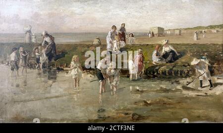 Jonge Johan Antonie de - Summertime sur la plage de Scheveningen - Dutch School - 19e siècle Banque D'Images