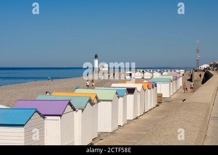cabanes de plage sur la commune de Tréport (France) Banque D'Images