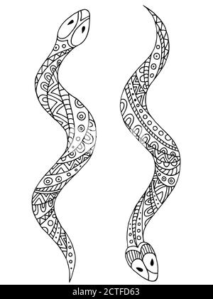 Serpent animal graphique noir blanc isolé illustration vecteur Illustration de Vecteur