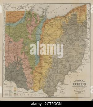 Carte géologique de l'Ohio , cartographie, cartes, 1888, Orton, Edward, 1829-1899, Newberry, J. S. (John Strong), 1822-1892, Strobridge Lithographing Company Banque D'Images