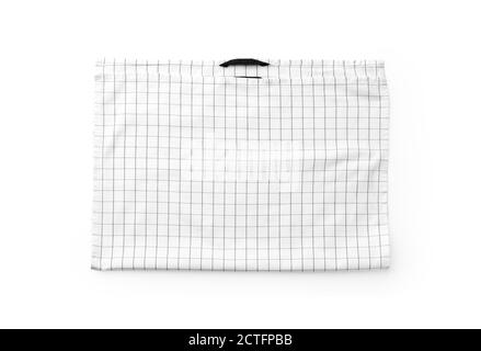 Serviette de cuisine à carreaux blancs isolée sur fond blanc. Maquette en tissu plié Banque D'Images