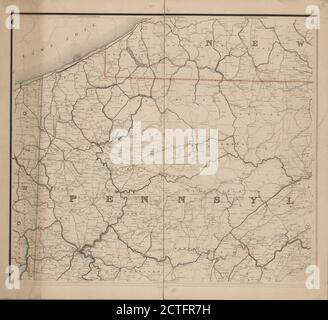 Affichez la carte des États de Pennsylvanie, du New Jersey, du Delaware et du Maryland et du District de Columbia, avec des parties adjacentes de New York, de l'Ohio, de la Virginie et de la Virginie occidentale, cartographie, 1874, Nicholson, W. L., McClelland Banque D'Images